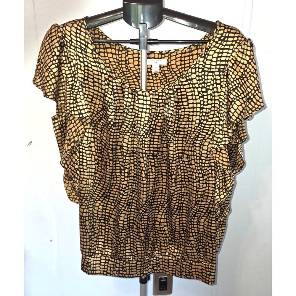 Uniform JPR Gold Black Blouse Shirt Flutter Sleeves Size XL 14/16